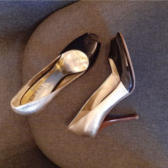 Guess By Marciano Patent Leather Peep Toe Heels - Picture 13 of 14